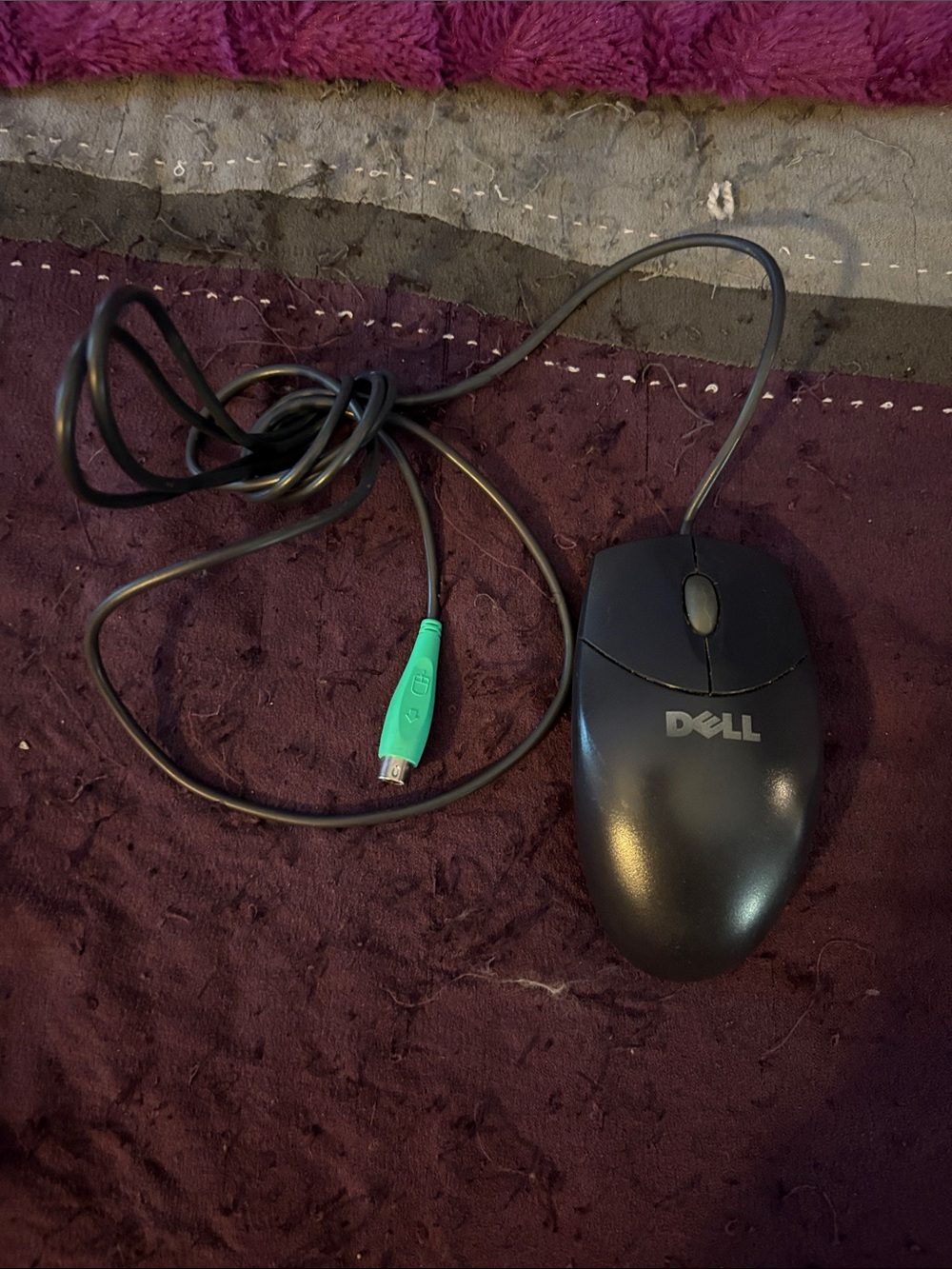Dell Black Wired Optical Mouse with Green PS/2 Plug